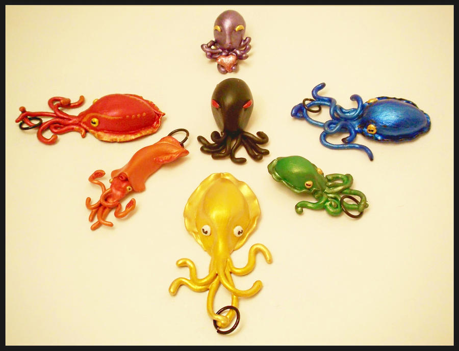 Rainbow Cepahlopod Pendants by KimsButterflyGarden