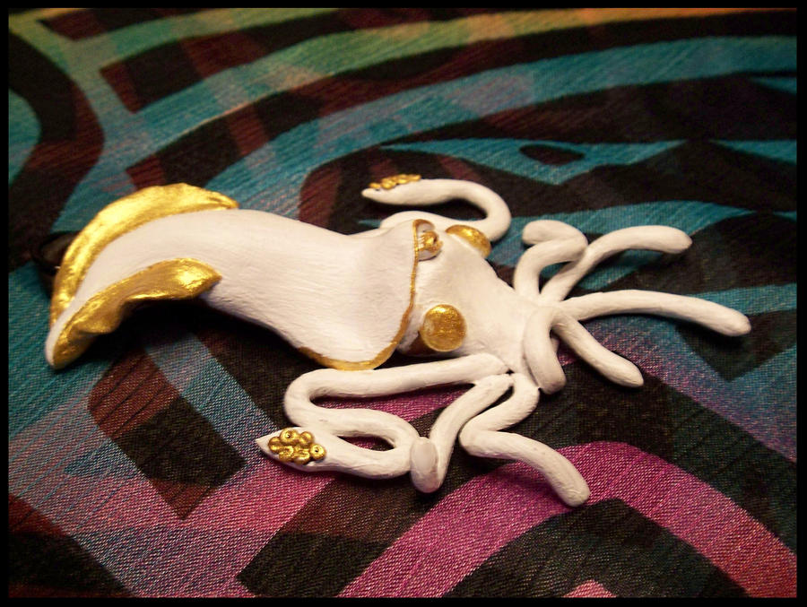 White and Gold Squid  Pendant