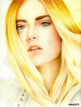 cara delevingne drawing in color pencil # 2