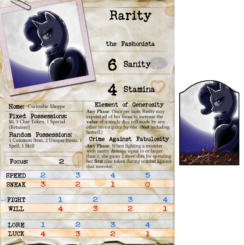 Arkham Horror Character Sheet - Rarity by DeftCrow on DeviantArt