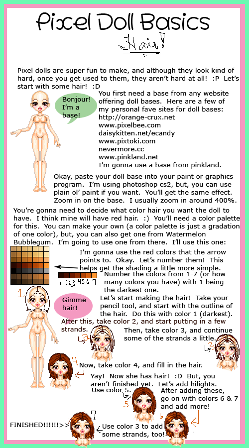 Pixel Doll Tutorial:  Hair