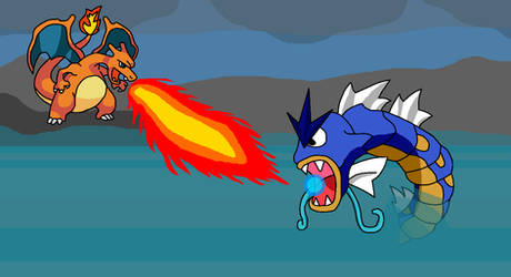 Commission for Jdrawer01: Charizard vs Gyarados