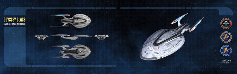 Odyssey Class Starship Dual-Monitor Wallpaper