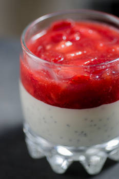 White Chocolate Mousse with Strawberry Ragout