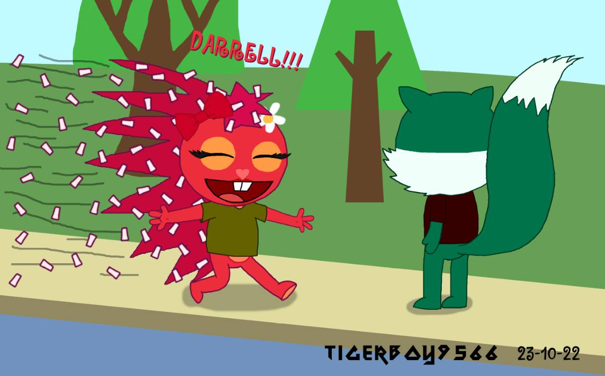 HTF: Flaky running up to Darrell by TigerBoy9566 on DeviantArt