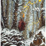 Snowy trees.