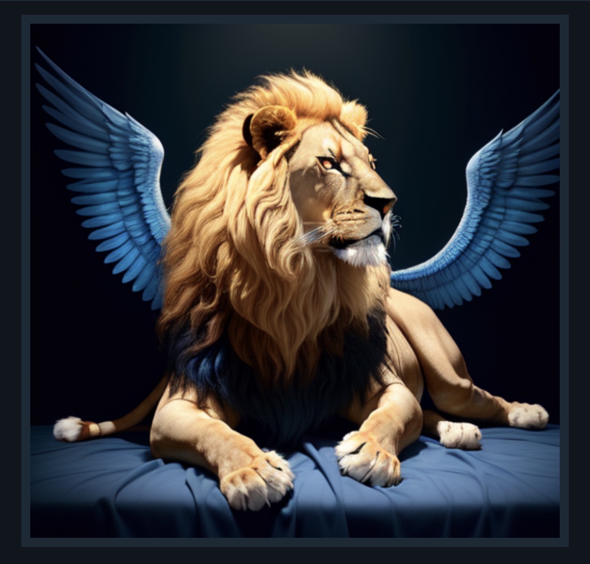 A majestic lion with blue wings by GreatAmbience on DeviantArt