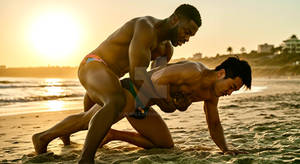 A373. Wrestling on Sunset Beach