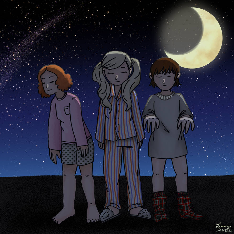 Haru, Ann and Makoto sleepwalking (Request) by thisistalvi on DeviantArt
