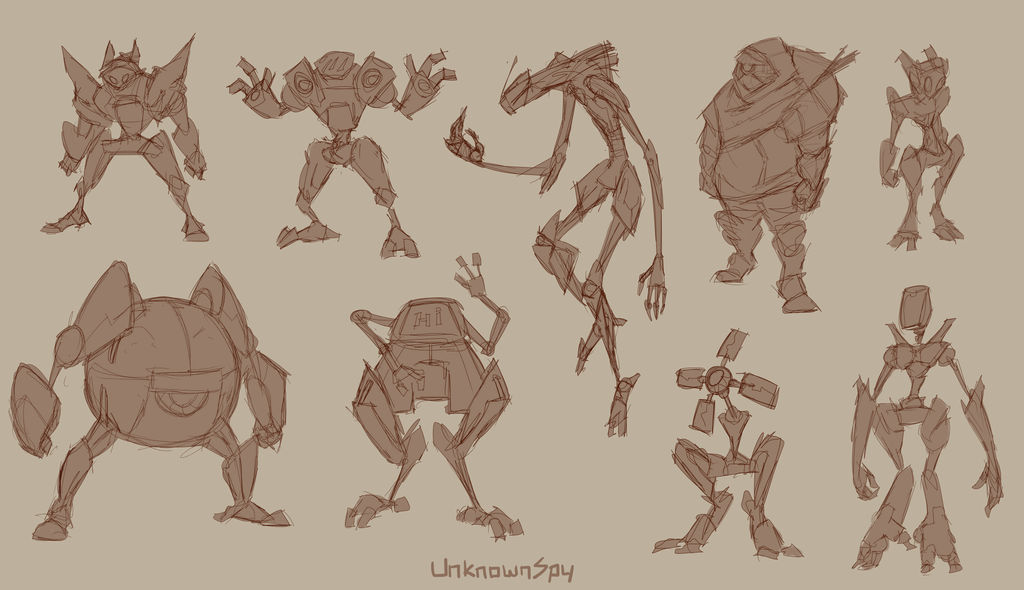 Quick Robot Sketches by UnknownSpy on DeviantArt