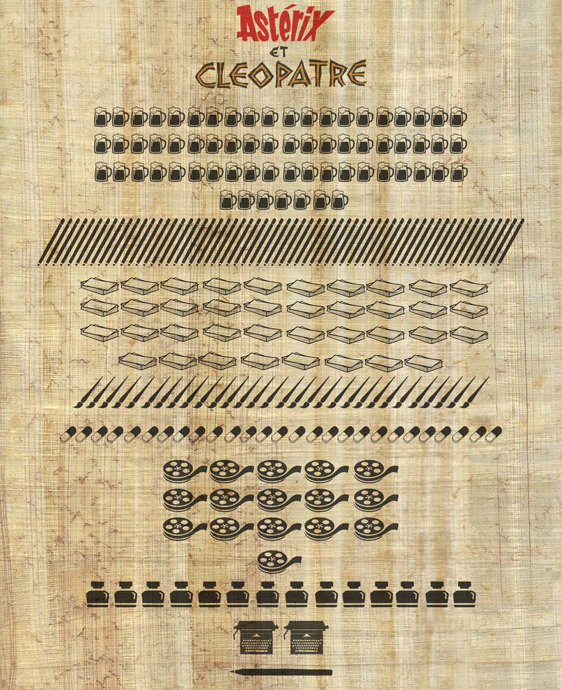 Infographie Asterix et Cleopatre sur papyrus by DiggerEl7