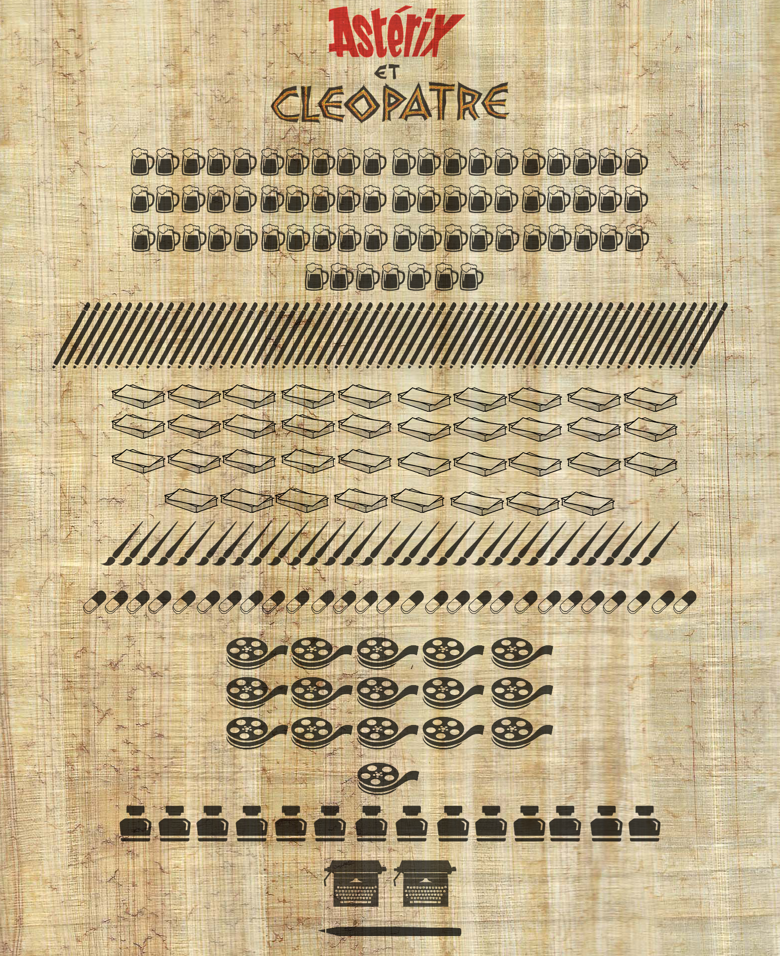 Infographie Asterix et Cleopatre sur papyrus by DiggerEl7
