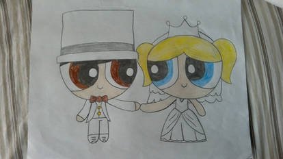 Bubbles and Javier Wedding Paper Drawing