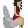 Restroom Girl Peeing on Toilet