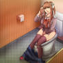 Monika Peeing on the Toilet