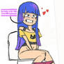 Purple Anime Girl Peeing on Toilet