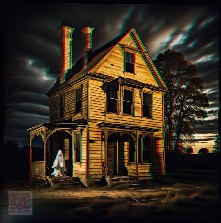 Haunted house with ghost 3D anaglyph by necroslyph on DeviantArt