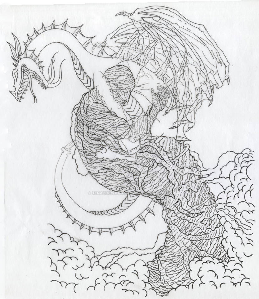 Dragon Tattoo Line Drawing by XenatheConqueror on DeviantArt