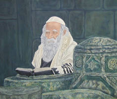 Rabbi in morning prayer