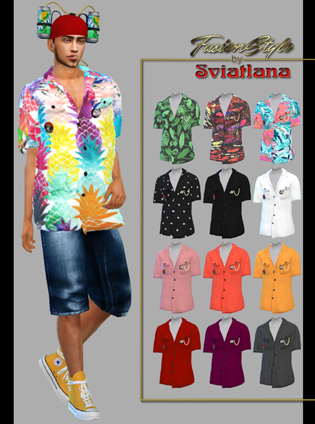 Summer men's shirt sims 4 by FusionStyleSims4 on DeviantArt