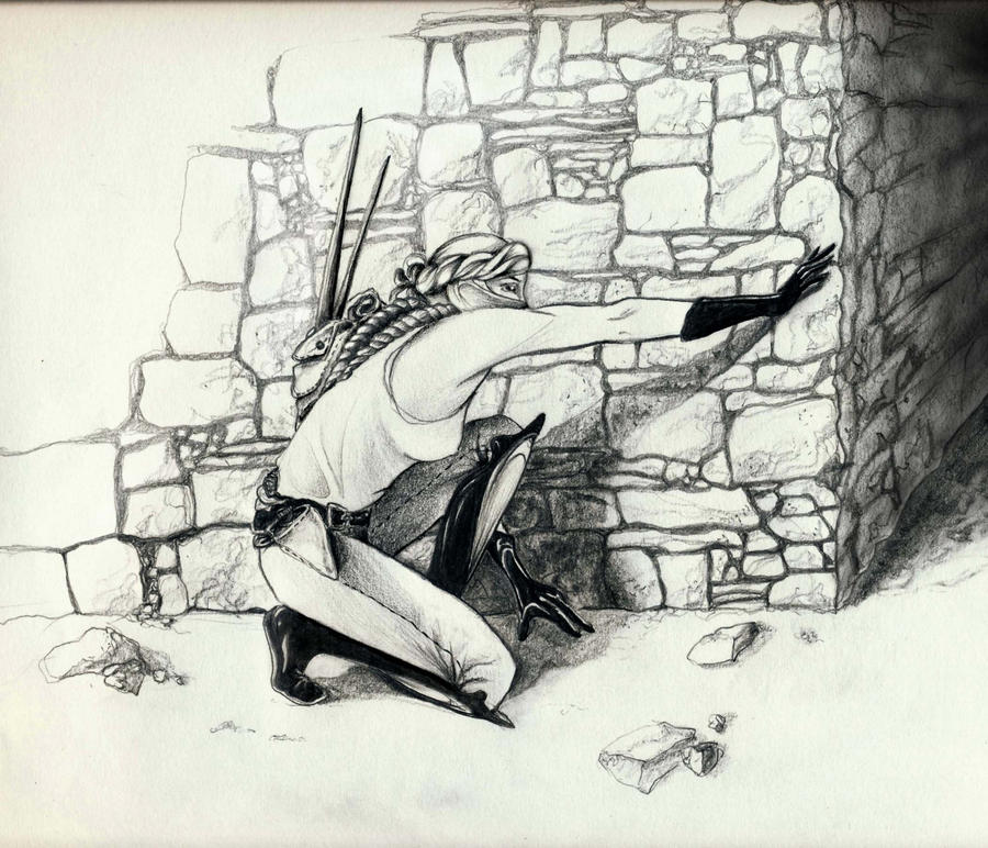 female against a wall