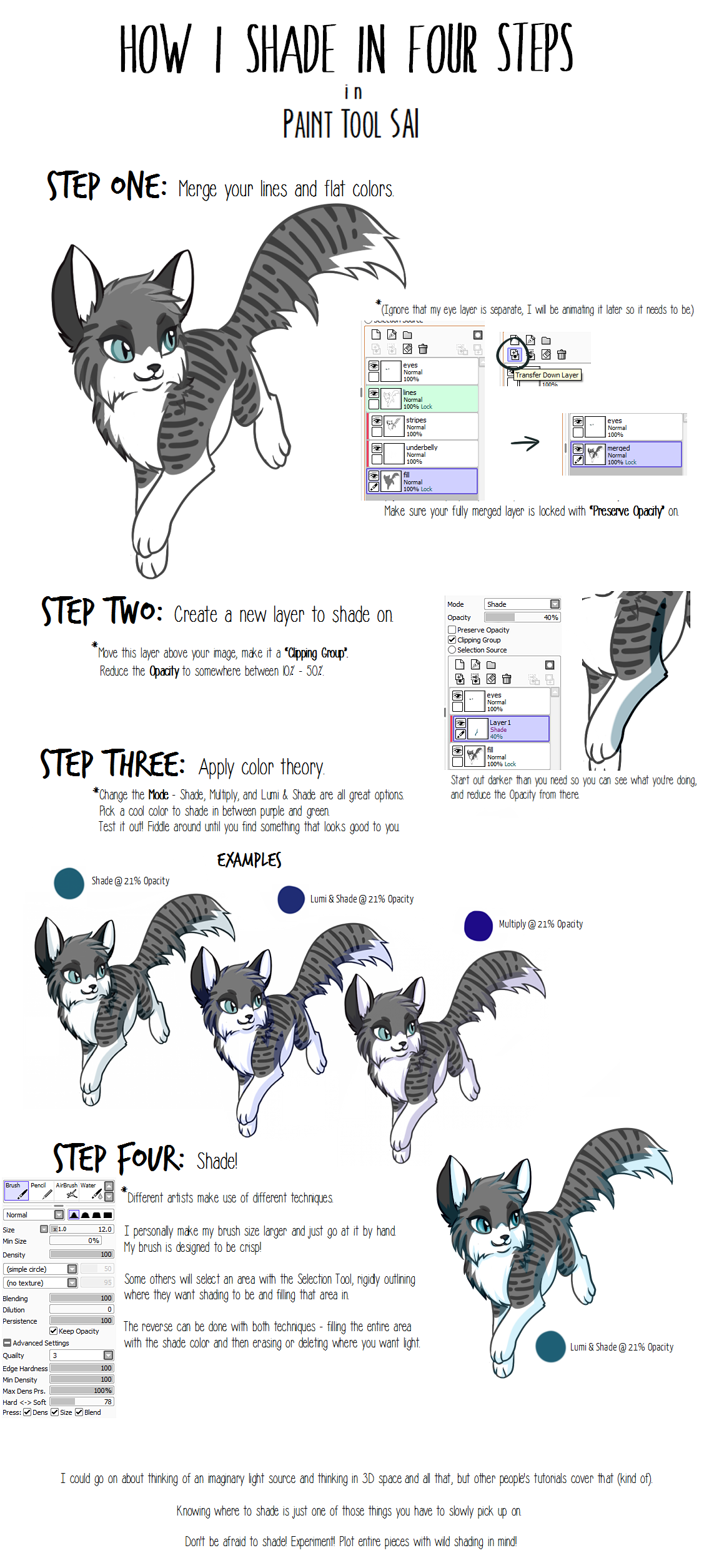 SAI Tutorial - How I Shade in Four Steps