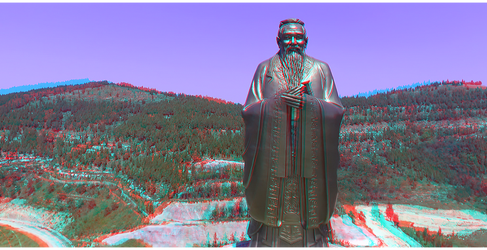 3D anaglyph Confucius Statue by gogu1234