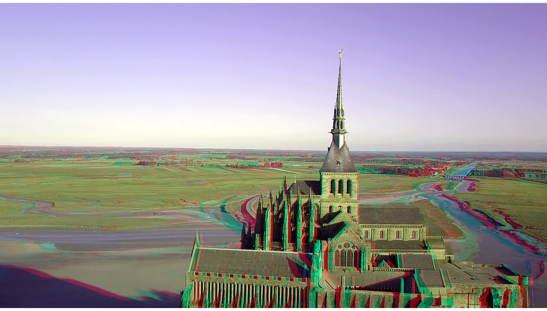 3D anaglyph Mont-Saint-Michel 2