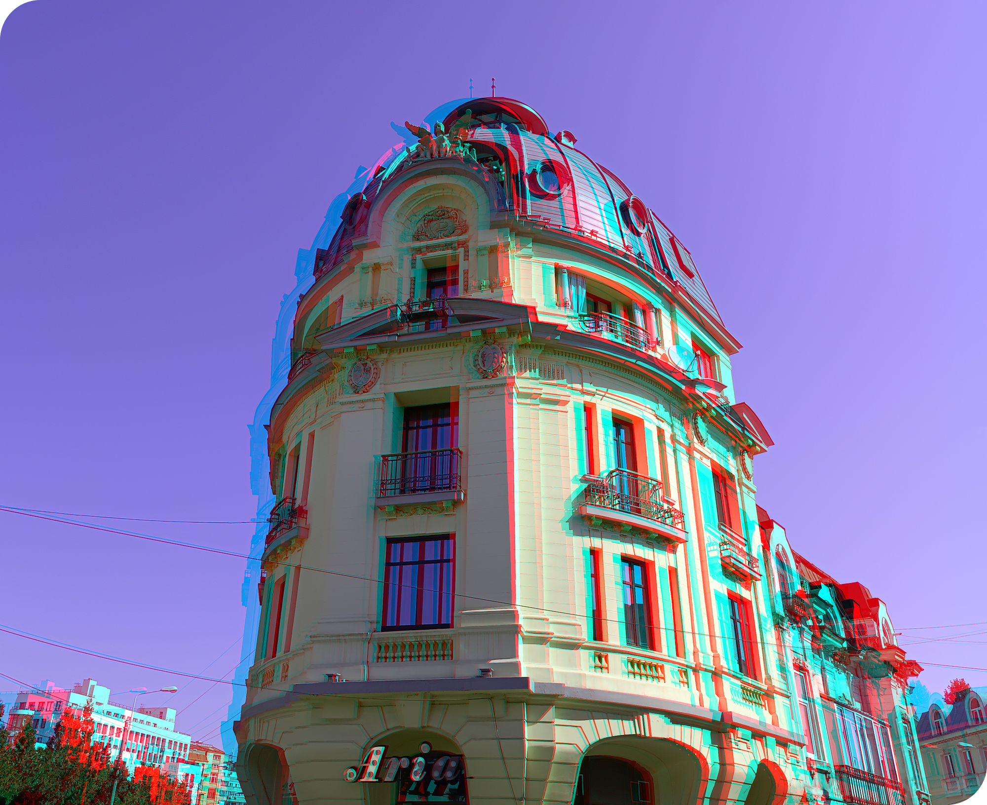 3D anaglyph Bucharest architecture 42