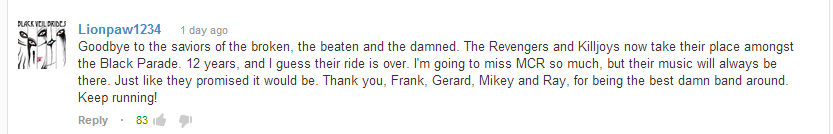 My Chemical Romance Goodbye Comment by Me