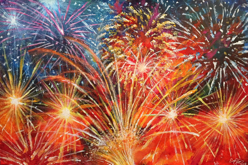Fireworks Deviantart Fireworks painting by evanartt on DeviantArt