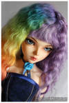 Commission rainbow bjd wig