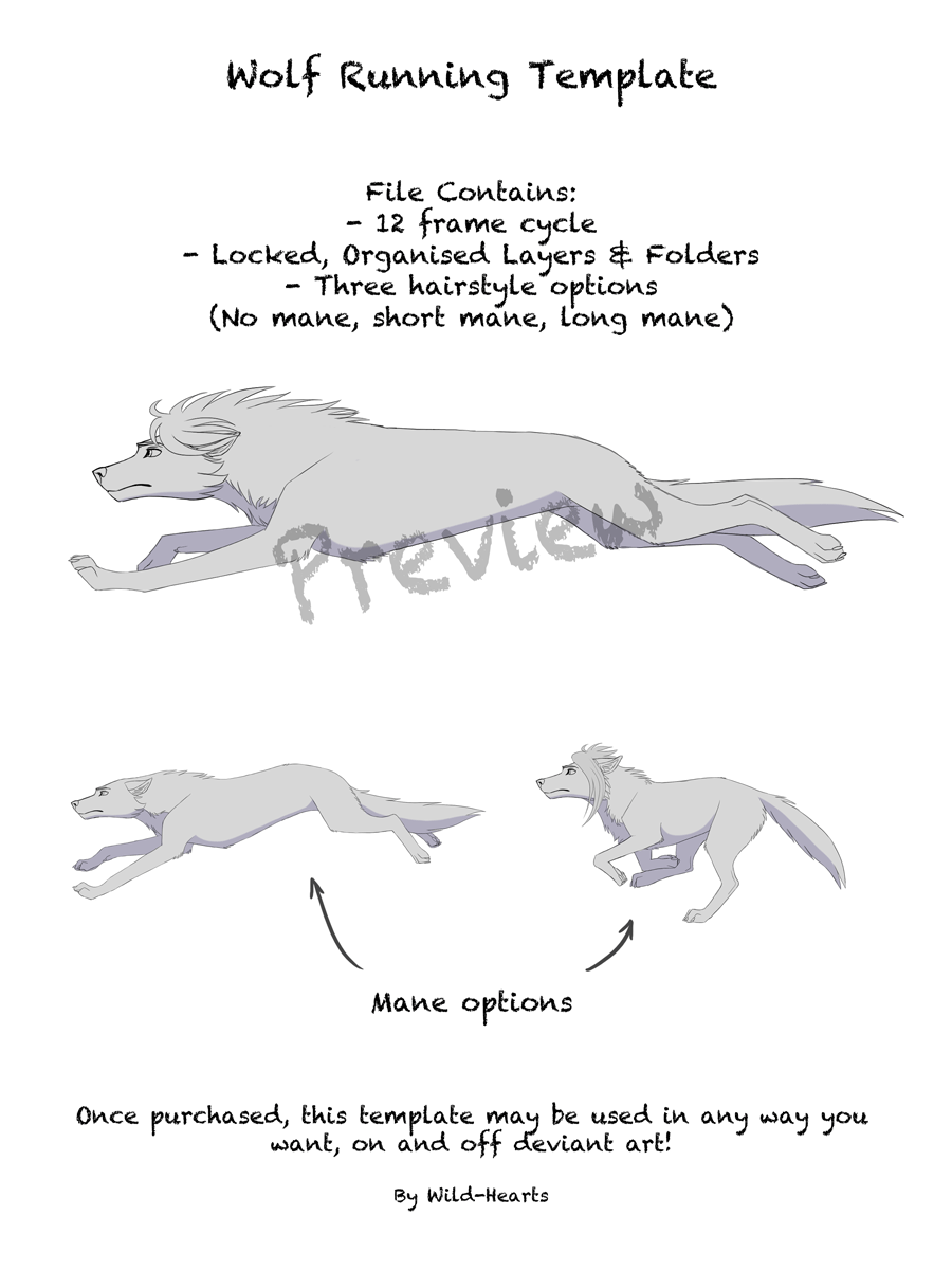 Wolf Run Cycle - Animation Template by Wild-Hearts on DeviantArt