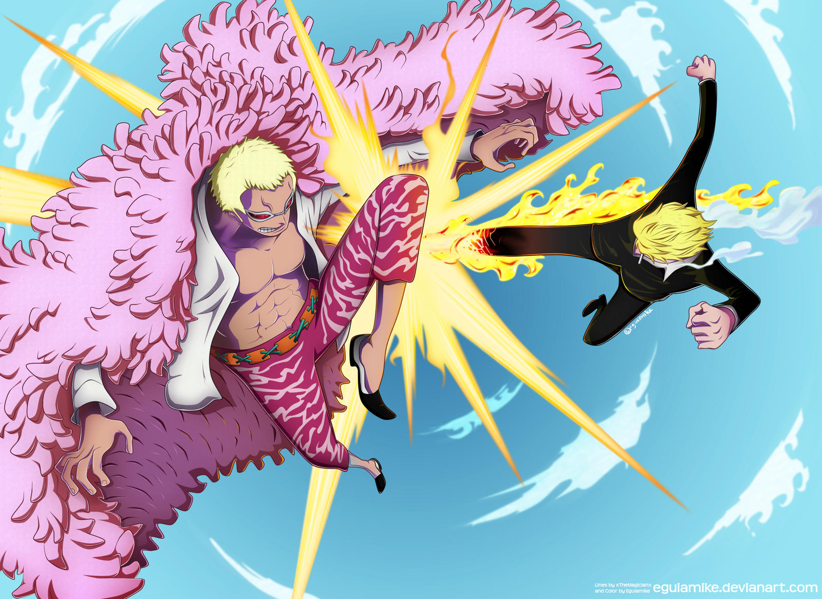 One Piece 723 Sanji Vs Doflamingo Request By By Eguiamike On Deviantart