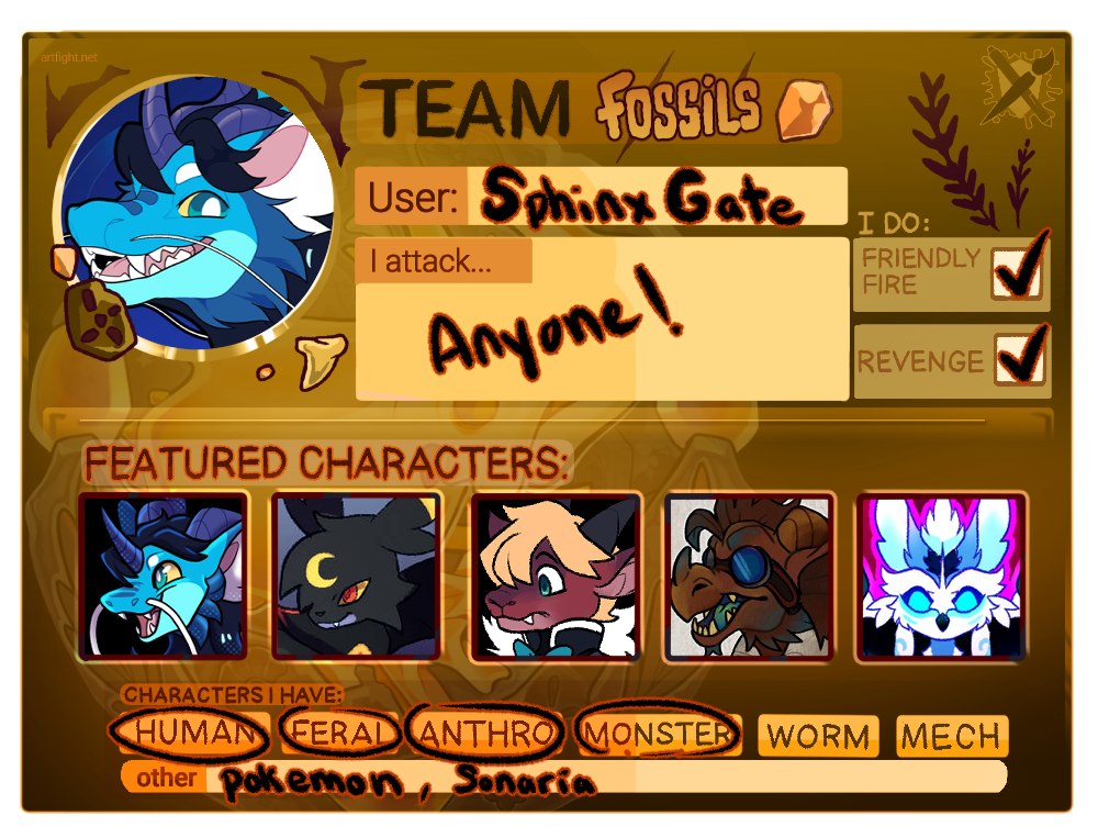 ArtFight 2025 I'm on Team FOSSILS! by SphinxGate on DeviantArt