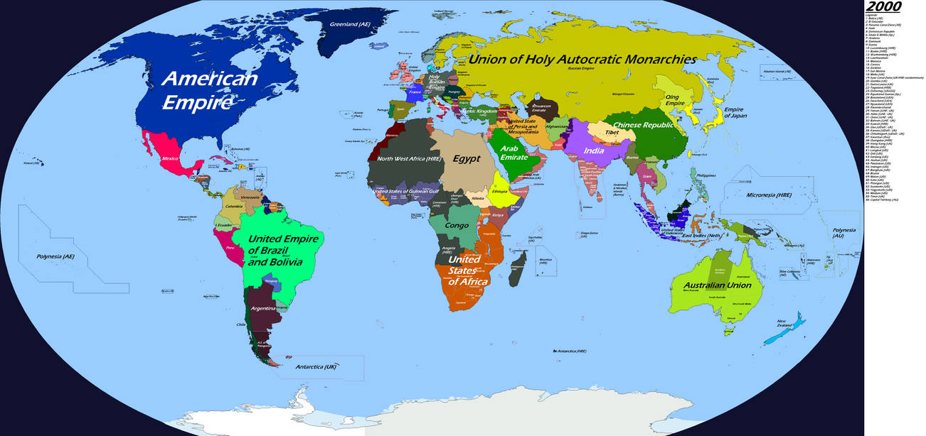 Спутник 2000 года. Политическая карта 2000 года.