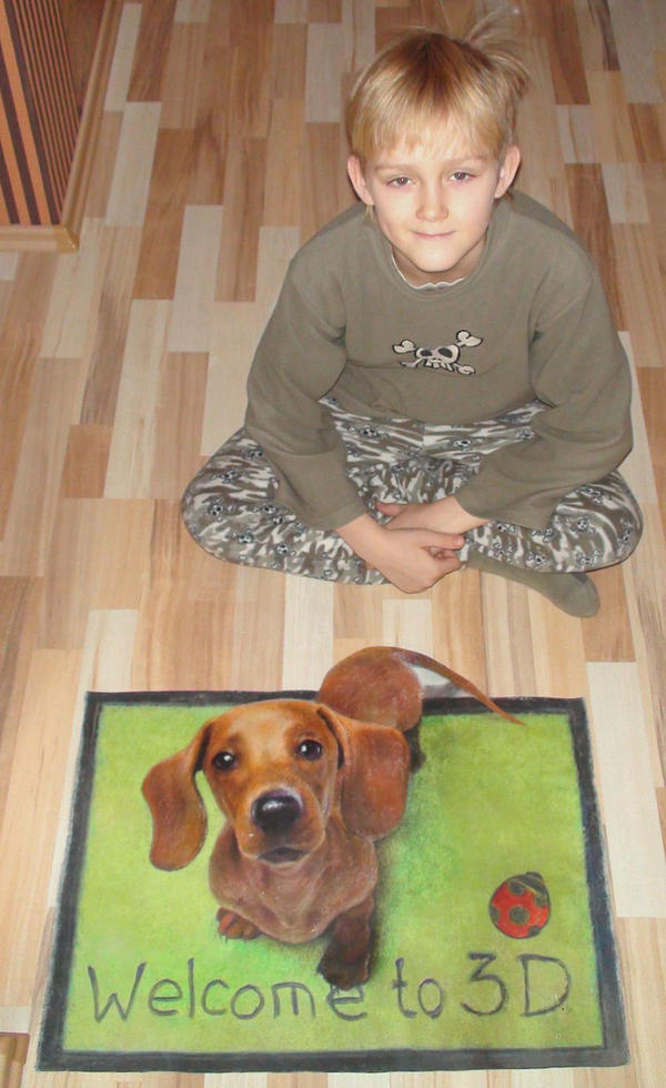 Son and 3D dog 2