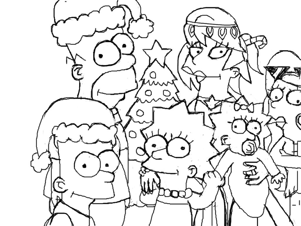 Merry Christmas From the Simpsons (Colouring Page) by CarolineDeVoe on