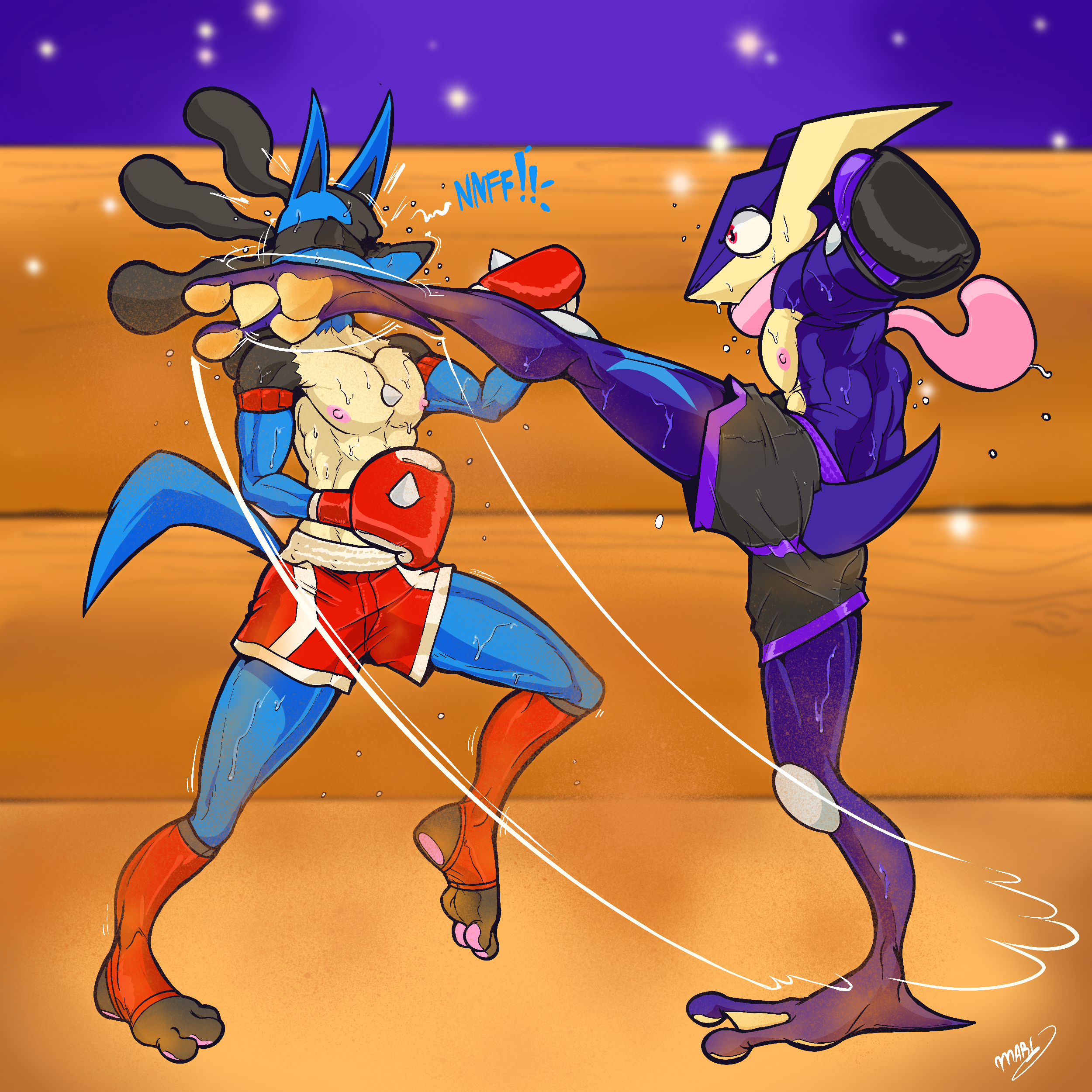 Umohmar Deviantart Greninja Vs Lucario 2 by UmOhMar on DeviantArt