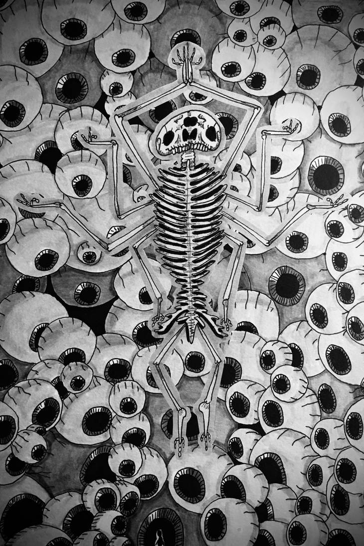 Skeletal God upon his bed of eyes by gothartistalive on DeviantArt