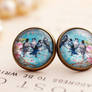 Blue swallow studs, made in glass and bronze