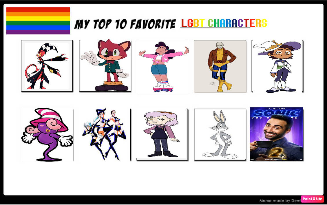 My Top 10 LGBTQ Characters by PrettyShadowj28 on DeviantArt