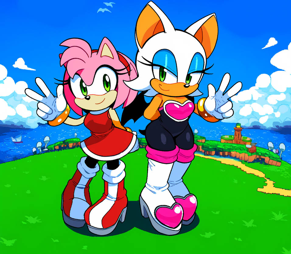 Amy Rose Rouk Rouge and Amy Rose Title Screen by DeluxeZone on DeviantArt