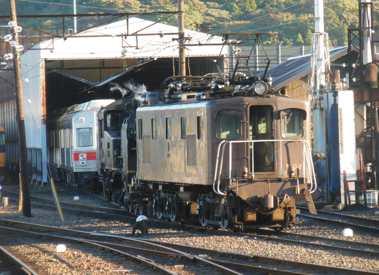 Oigawa C11.190 + E102 Backing into Shinkanaya Shed