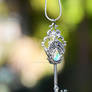 Iridescent Silver Moon Key Necklace