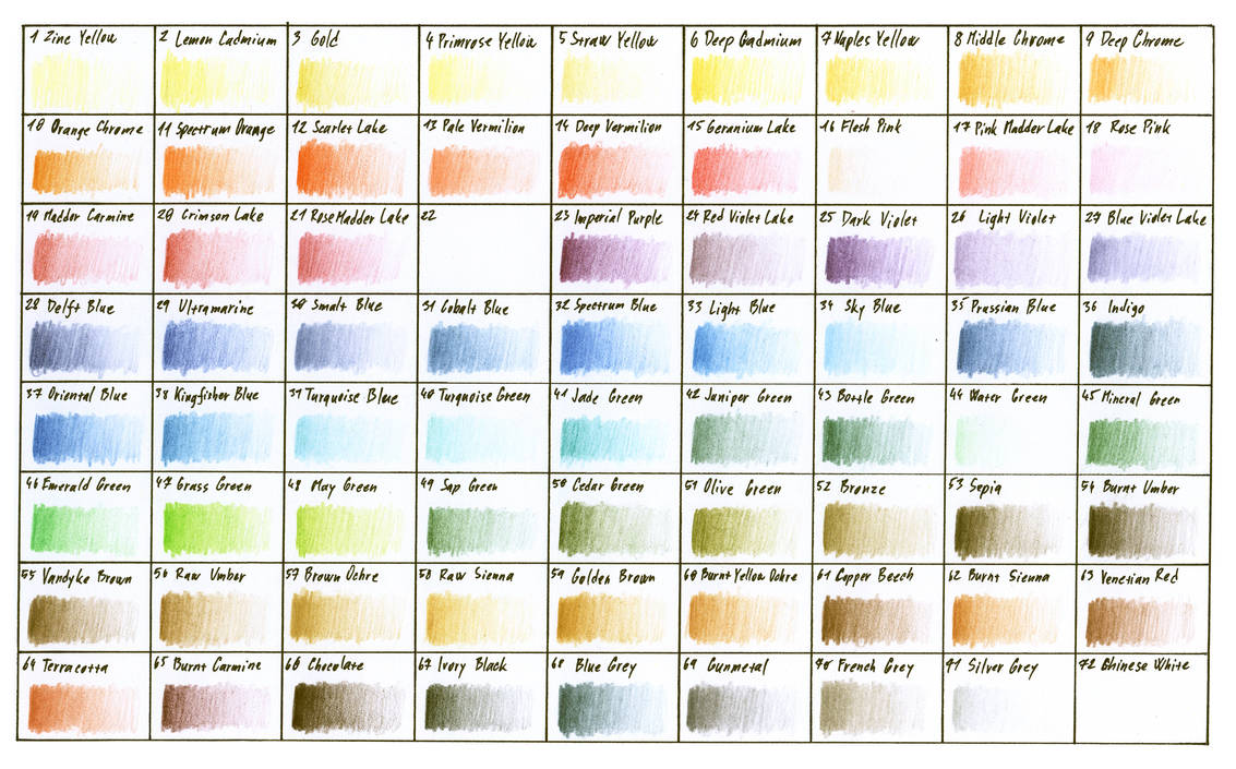Colour chart - Derwent Studio range by davidrak on DeviantArt
