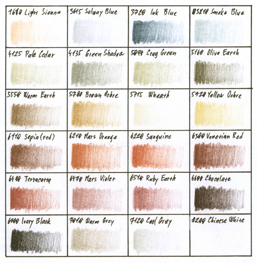 Colour chart - Derwent Drawing range by davidrak on DeviantArt