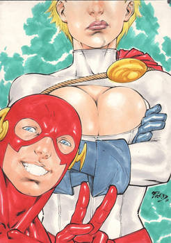 Flash and Powergirl Selfie