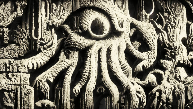 Cthulhu themed stonecarvings, Old temple style
