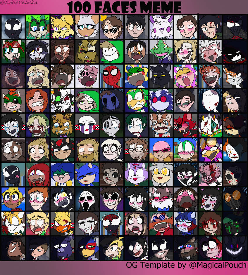 100 Faces meme by Loki-Valeska on DeviantArt